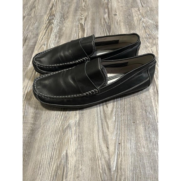 Steve Madden Shoes Mens 12 Black Leather  Slip On Loafer Casual - Picture 1 of 7